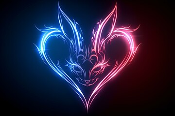 futuristic style logo, A cute bunny in an anime style with neon blue and pink colors, solid background, design for social media profile page. generative AI