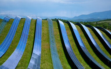 Unfinished PV solar power plant - construction shortage