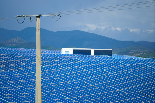 Renewable clean energy infrastructure - poles, wires, battery storage