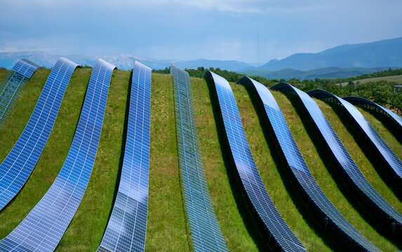 Unfinished PV solar power plant - construction shortage