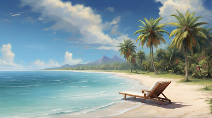 Women giving massage therapy stretch head neck outdoor at Caribbean beach to a couple on the massage.generative.ai