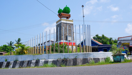 A Durian Fruit Monument Located In The Middle Of The Road In The City Of Muntok, Indonesia