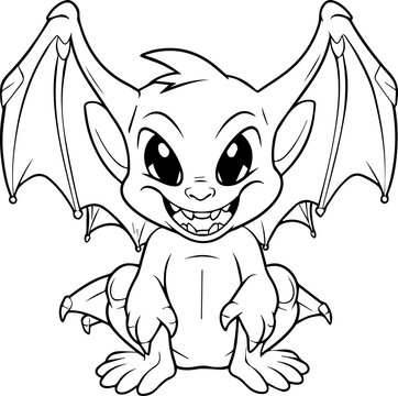 A cartoon drawing of a small bat with a big smile on its face