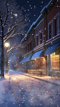 Holiday Townhouse Vibes: Immerse yourself in the festive spirit of Christmas Eve with this cozy 4K video loop showcasing a townhouse in winter.