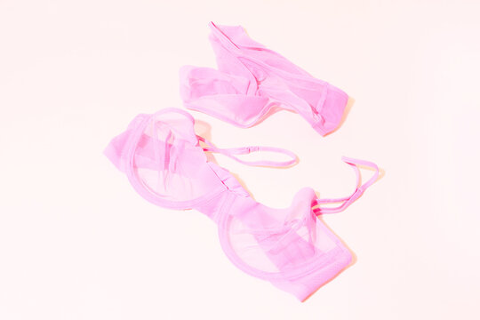Hot pink mes transparent lingerie underpants and bra