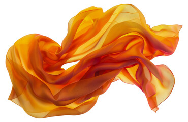 A long orange scarf is draped over, cut out - stock png.