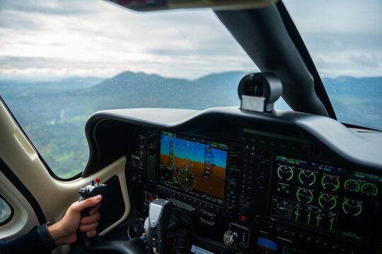 Anonymous Pilot, And Of Controls Of An Aircraft Cabin.