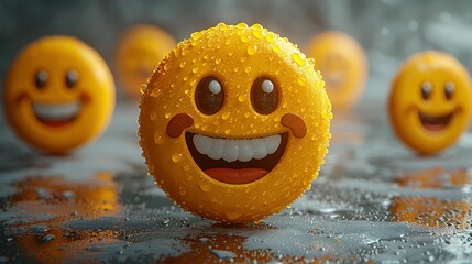 Happy and laughing emoticons 3d rendering background, social media and communications concept