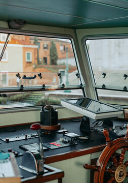 Interior of captain's cabin on a ferry boat