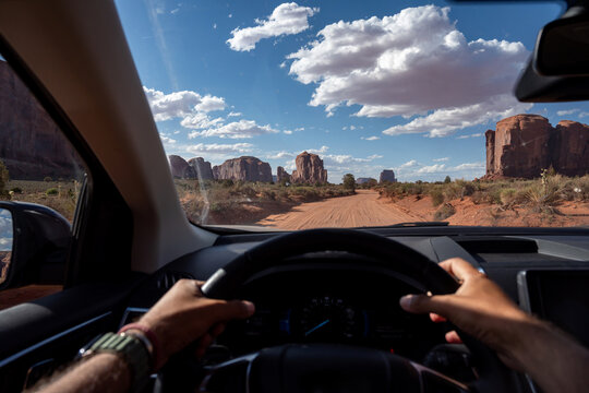 Driving through Monument Valley, USA
