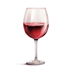 illustration glass of wine, Isolated on transparent PNG background, Generative ai