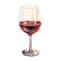 Fotobehang illustration glass of wine, Isolated on transparent PNG background, Generative ai © anita
