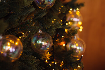Christmas tree decorated with balls