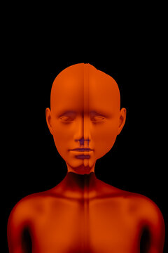 Surreal image of a person reflecting on the surface of the water