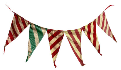 Fototapeta premium A banner with a red and white striped flag and a green flag, cut out - stock png.