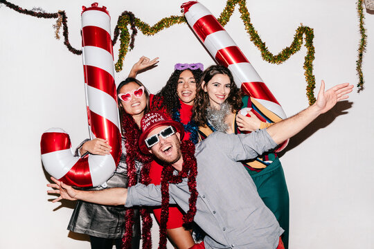 Young people celebrating a New Year's Eve party