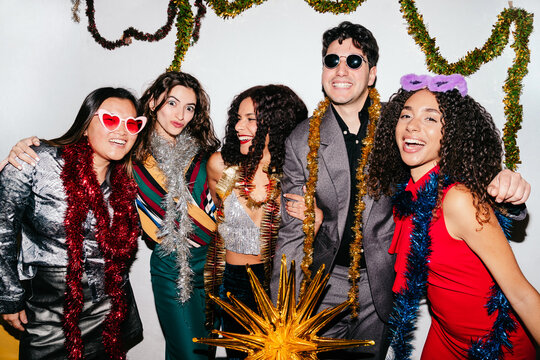 Group of young people celebrating a party