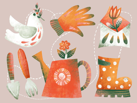 Сollection of Spring garden items