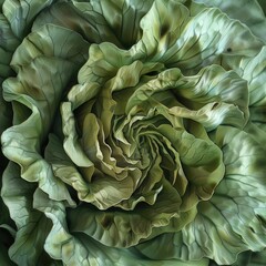 Fototapeta premium Macro view of an artichoke heart emphasizing the layered patterns and soft green hues