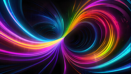 Neon Wave: Dynamic Black Background Illuminated(Generative AI) - obrazy, fototapety, plakaty