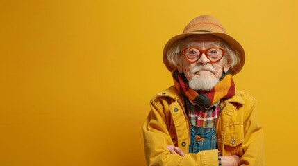 Elderly Man in Hat and Glasses