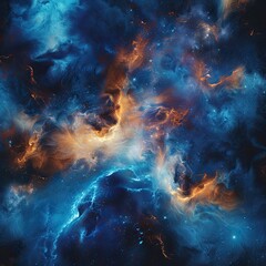 Obraz na płótnie Canvas A digital artwork of a blue and orange nebula illustrating cosmic beauty