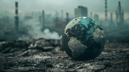 the earth as a globe, industrial pollution - obrazy, fototapety, plakaty