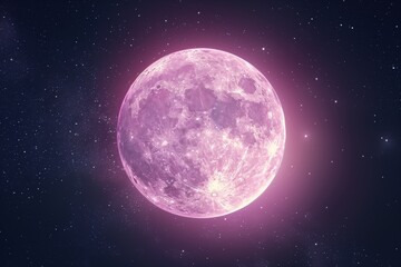 A full pink moon with a starry sky background - obrazy, fototapety, plakaty
