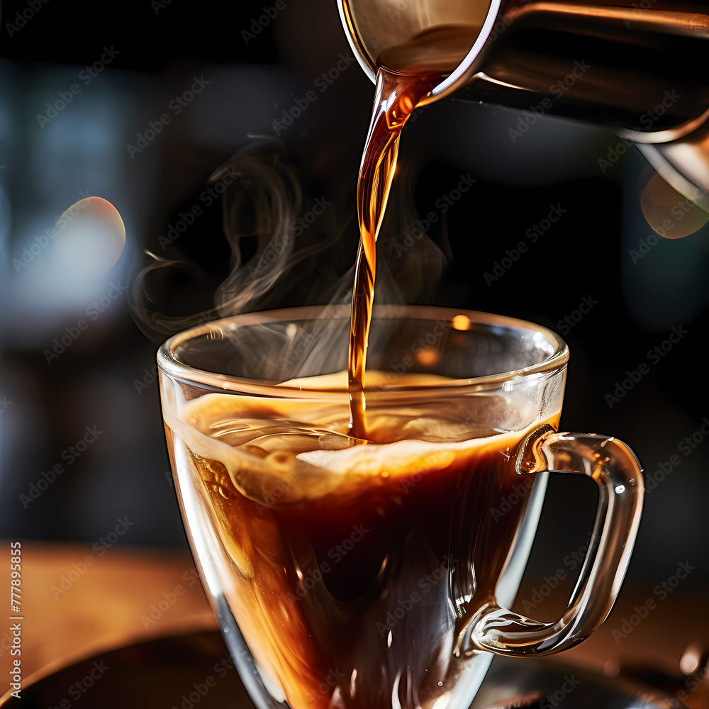 Canvas Prints A close-up of a coffee being poured. 