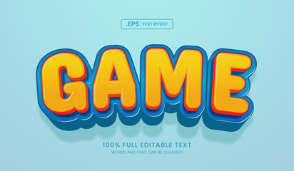 Design editable text effect, game 3d concept