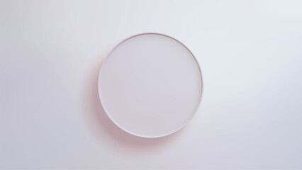 Product display background, flat lay of minimalist white circle on white background
