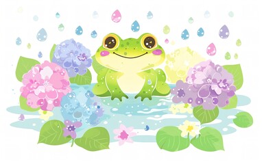Obraz premium 雨の中のカエル