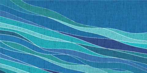 Schilderijen op glas 青　和柄　波　背景  © J BOY