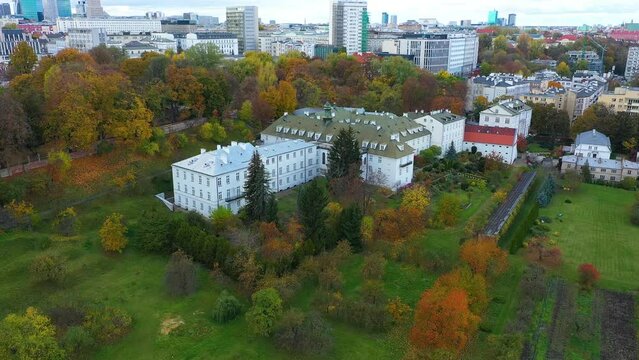 Aerial View of the Karol Beyer Park in Warsaw, Poland