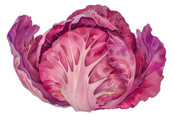 Obraz premium A close up of a red cabbage with a purple stem, cut out - stock png.
