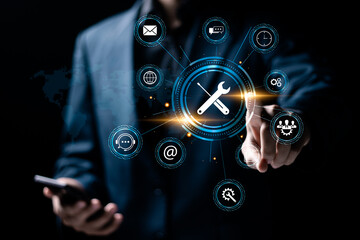 Maintenance concept. Repair about assistance and servicing of equipments, technical support,...