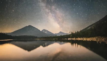 Cercles muraux Tatras milky way reflects off water low tatras national park slovakia