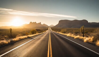 an endless road in arizona amazing travel photography made with generative ai tools - obrazy, fototapety, plakaty