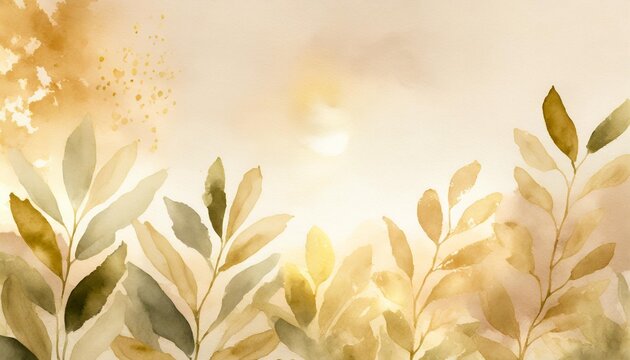 watercolor background with leaves