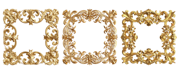 premium and artistic golden wedding frame on set of three