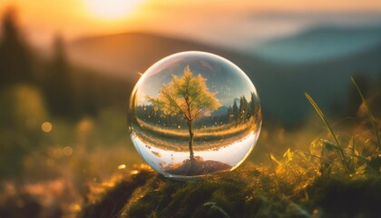 nature dans une bulle en verre concept de la nature et de son ecosysteme generative ia