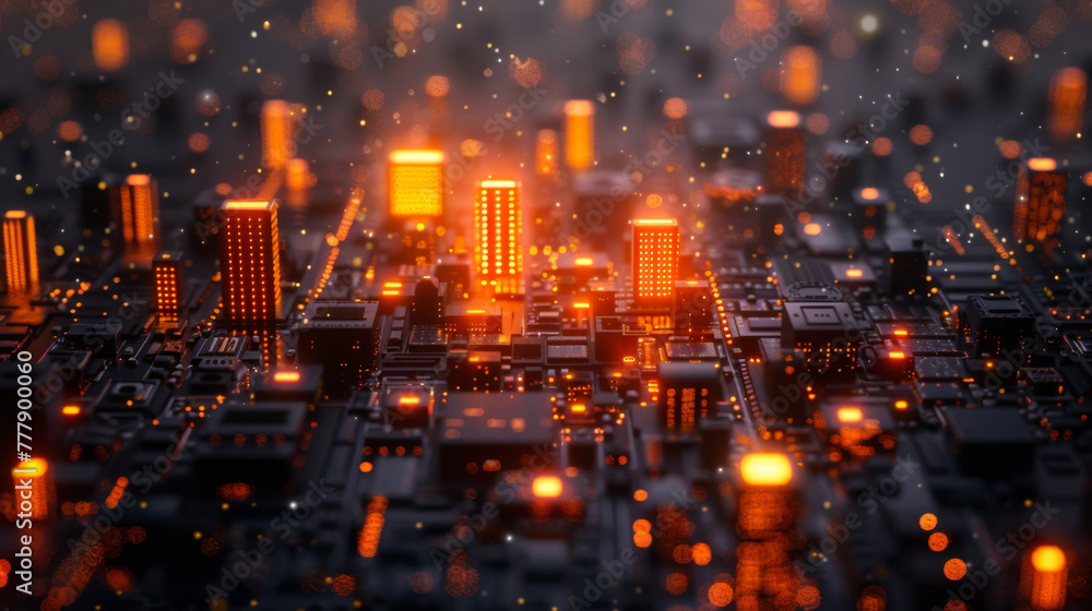 Poster modern city with wireless network connection and city scape concept. wireless network and connection