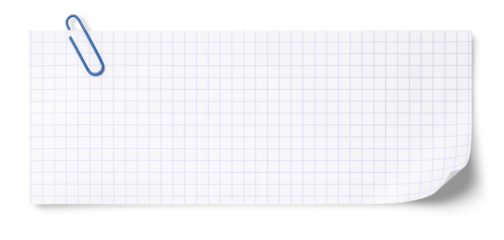 クリップが付いた、方眼罫のあるメモ