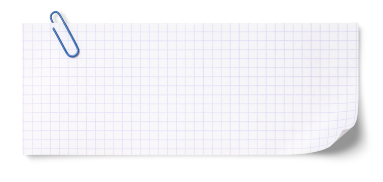 クリップが付いた、方眼罫のあるメモ