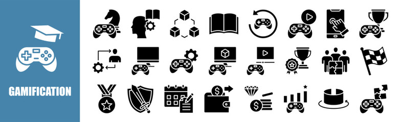 Gamification icon set for design elements	