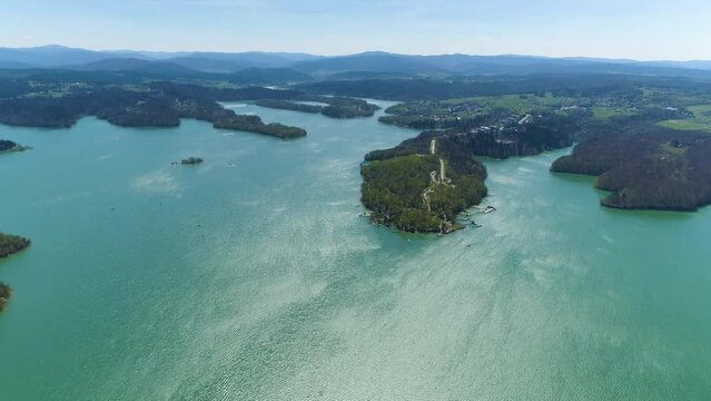 Timelapse View Of The Solina Lake Bieszczady Aerial Poland