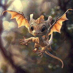 Fototapeta premium Little Dragon Learn To Fly