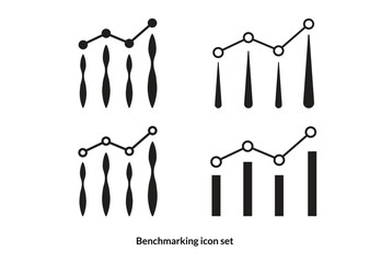 Benchmark measure icon set in flat style design. isolated on white background.