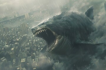 Monster Shark Attacking City