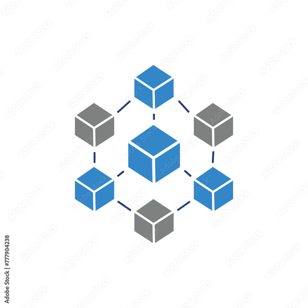 Poster flat blockchain icon symbol vector illustration.